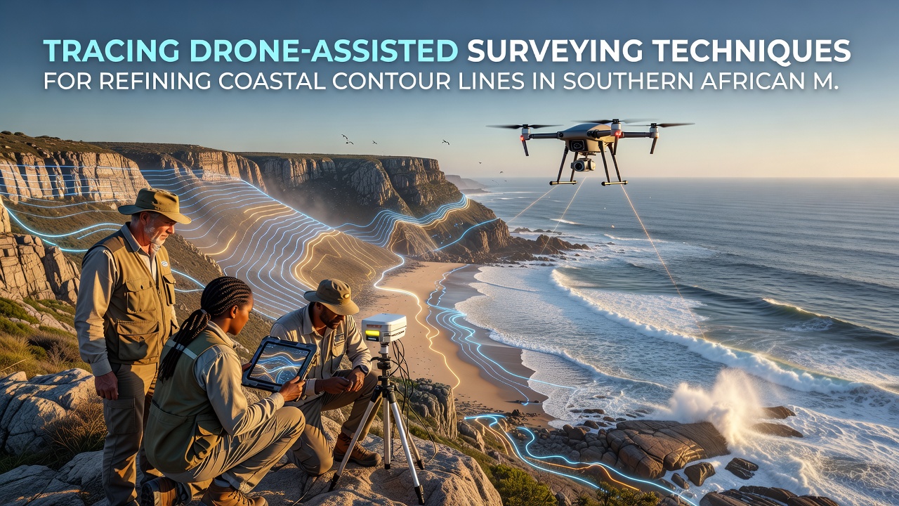 Processed contour lines overlaid on drone imagery showing refined coastal elevation data